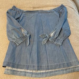 LOFT chambray off the shoulder blouse